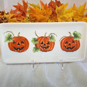 Maxcera Jack O Lantern Pumpkin Halloween Fall Appetizer Cookie Snack Plate New